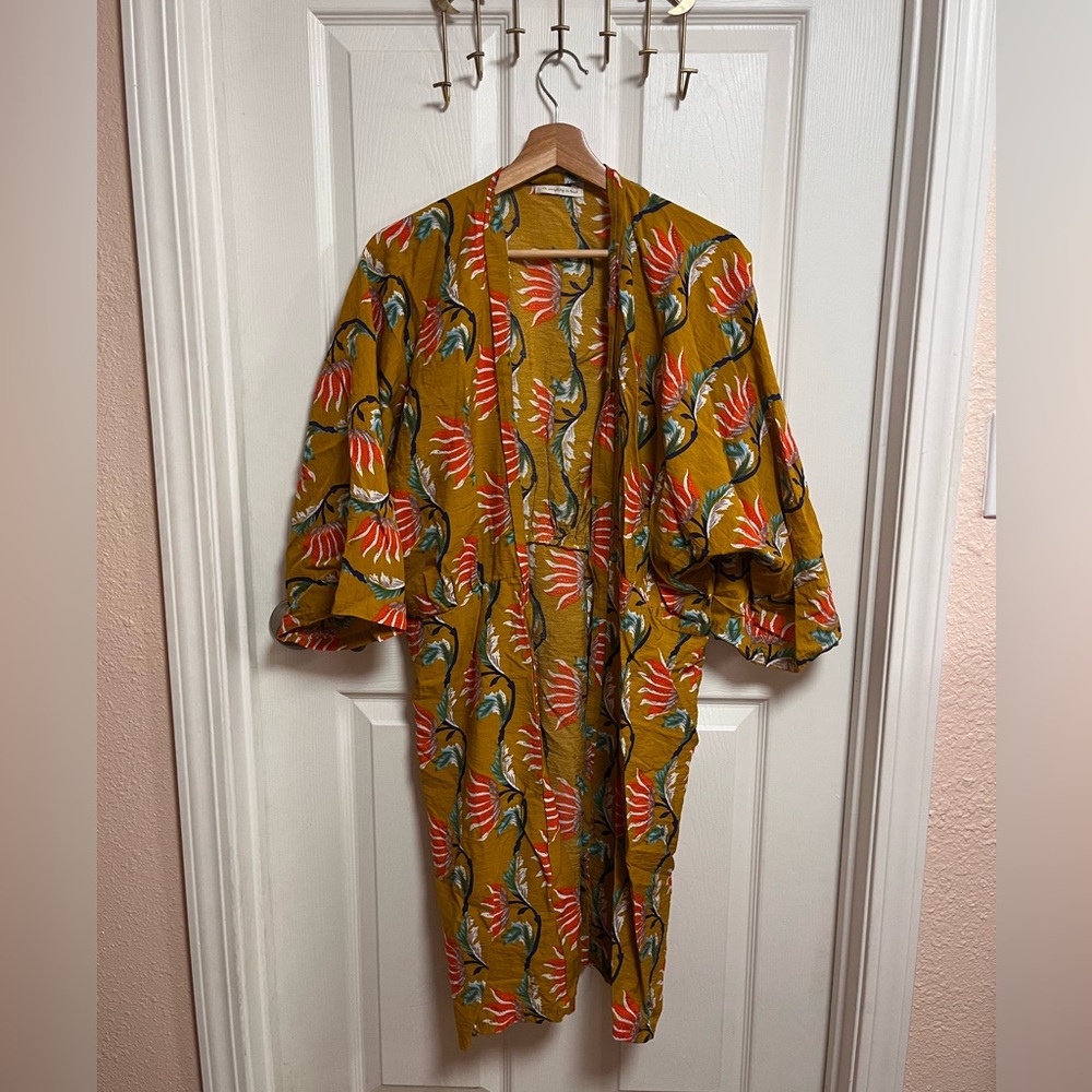 Do Everything in Love Mustard Floral Kimono